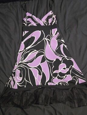 Trixxi Purple and Black Floral Midi Dress